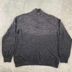 Bugatchi Quarter Zip Sweater Mens L Wool Grey Space Dye Golf Made in Italy